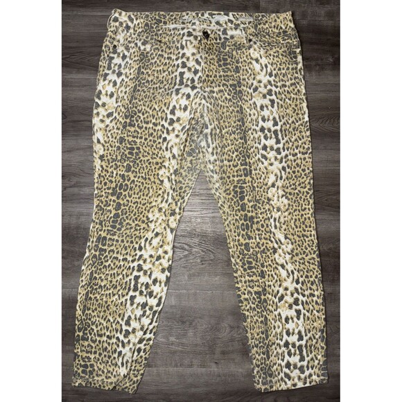 Seven 7 Luxe Skinny Jeans Women’s Size 20 FADED Cheetah Print Denim Stretch - Picture 1 of 6